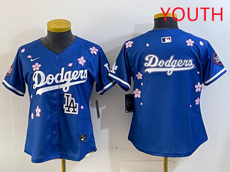 Youth Los Angeles Dodgers Blank Blue Sakura Edition 2025 Nike MLB Jersey style 18